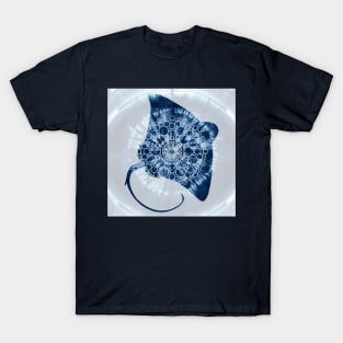 Manta Ray Mandala Indigo Blue Tie Dye T-Shirt